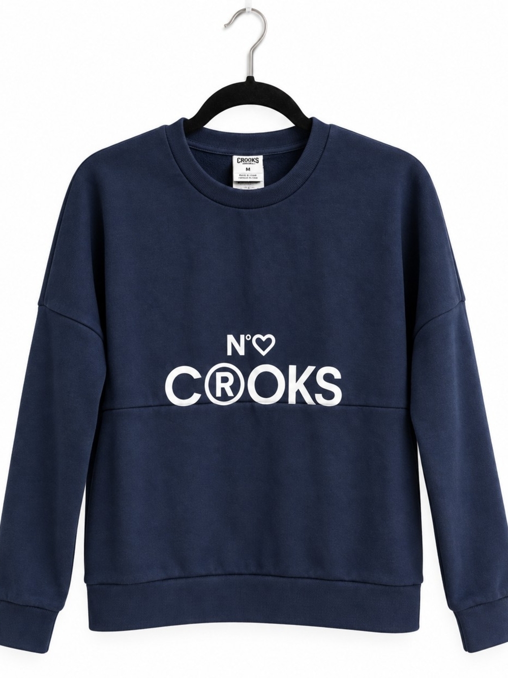 Crooks & Castles Men’s Medium Navy Blue Logo Crewneck Sweatshirt Pullover